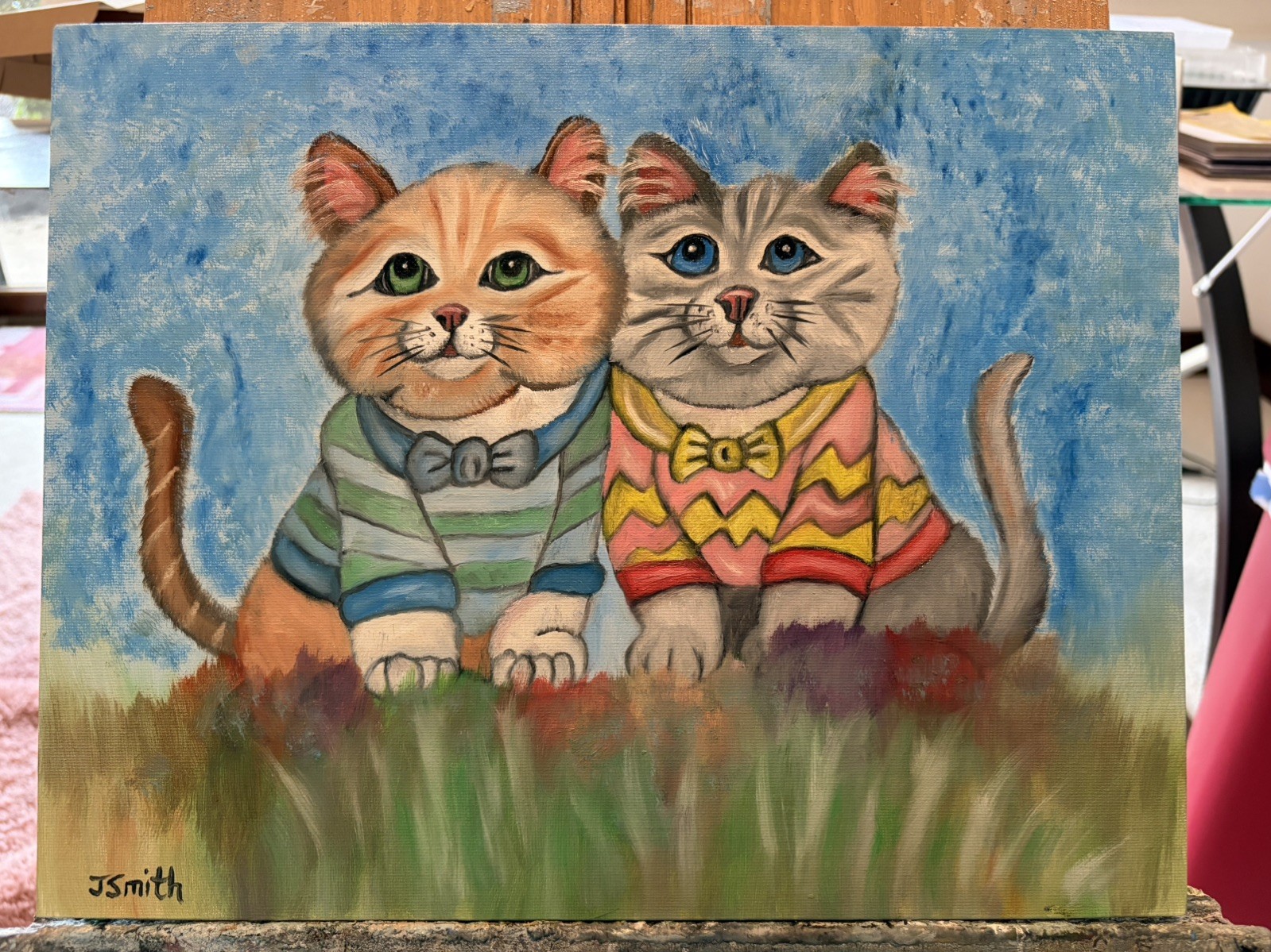 Original oil painting 11 x 14 inches cute and sweet cats kittens