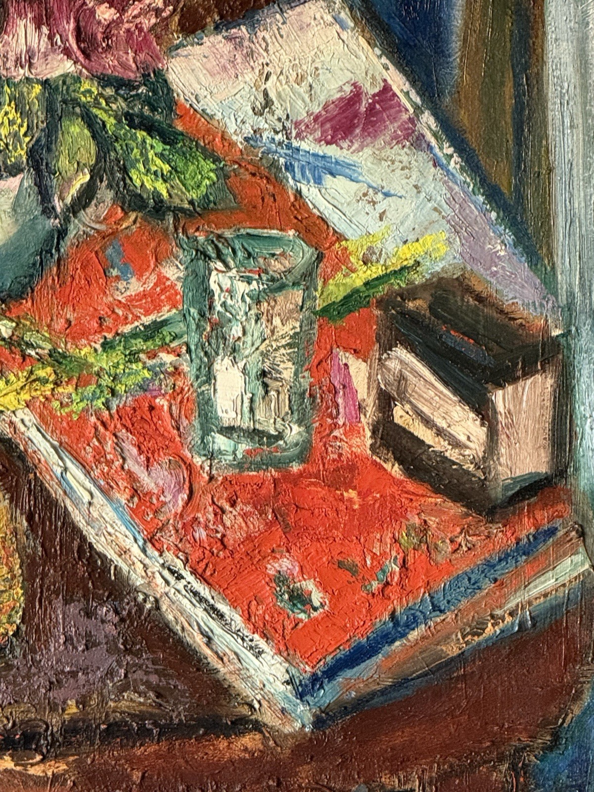 HOU RONGCHUAN VINTAGE MODERN ABSTRACT STILL LIFE OIL PAINTING FAMOUS CHINESE 70