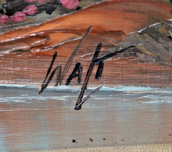Mountain lake landscape by Albuquerque artist Walt Prythero (1926 – 2015)