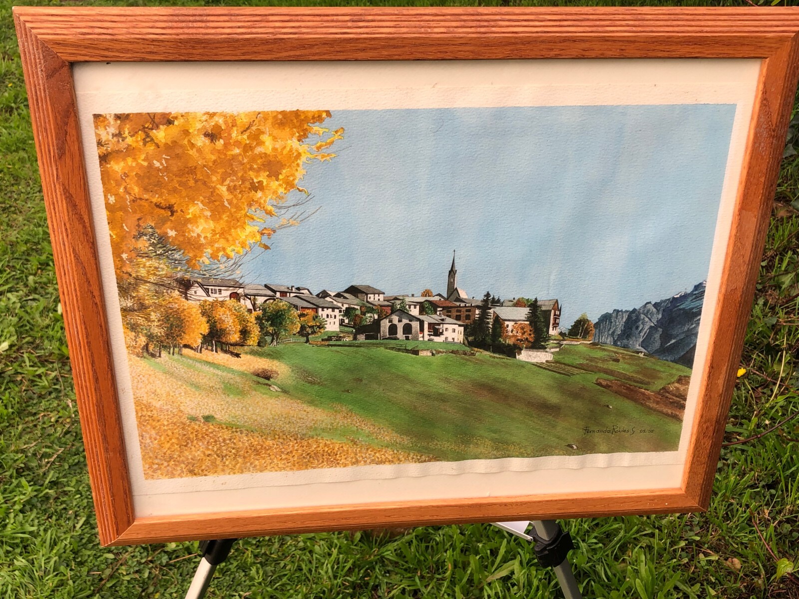 FERNANDO ROBLES Original SWISS ALPS LANDSCAPE WATERCOLOR LISTED MEXICAN ARTIST