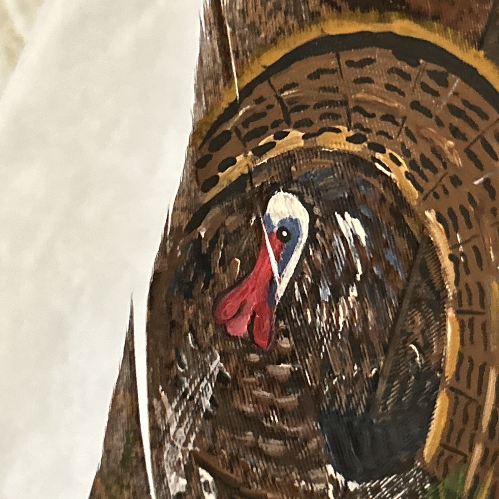 Hand Painted Turkey Feather. Signed Marte Erb. School Auction 6/18/2010. No. 69.