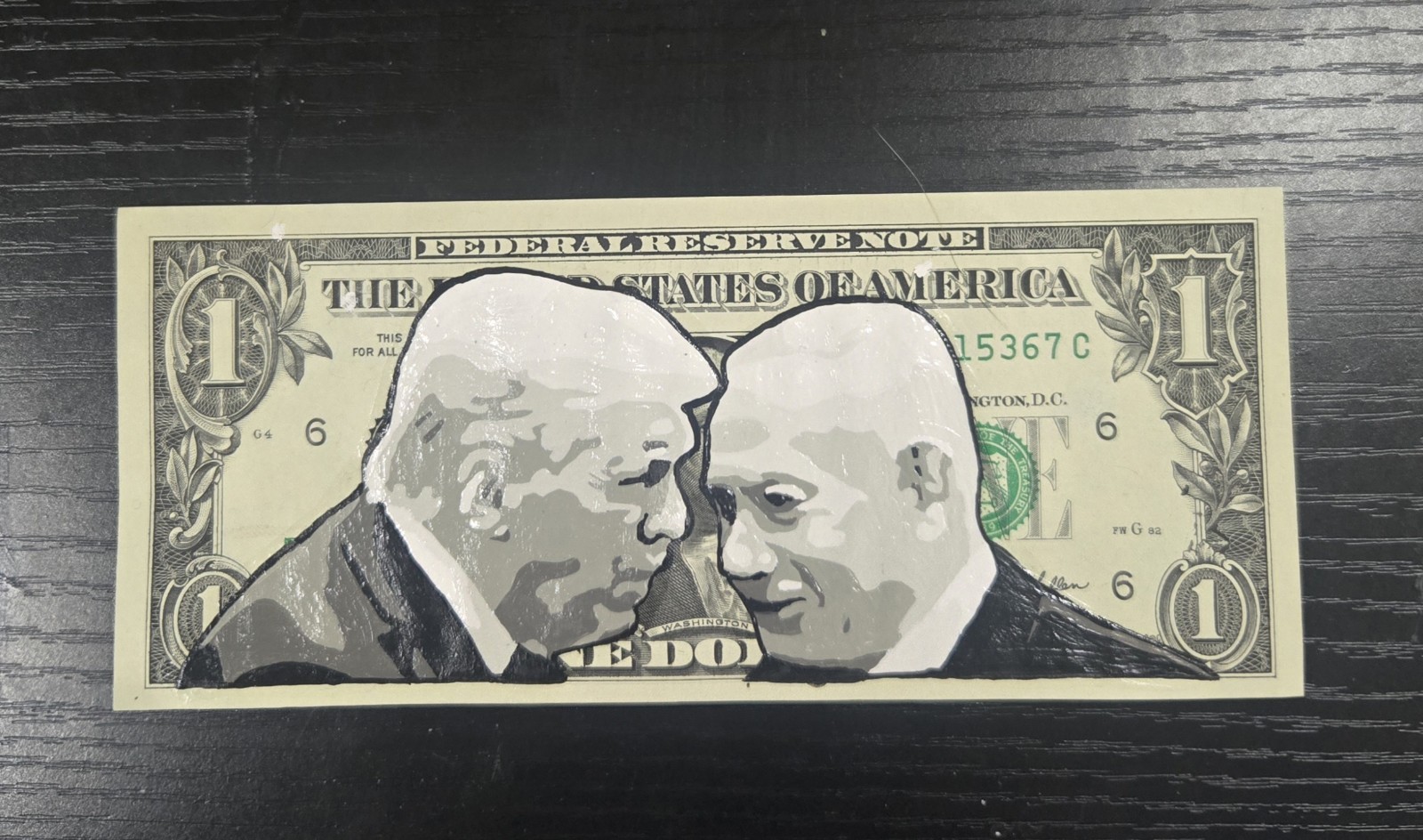 TRUMP. NETANYAHU. AMERICA.Hand Painted. New Bank Note. Real USD Dollar Bill. COA