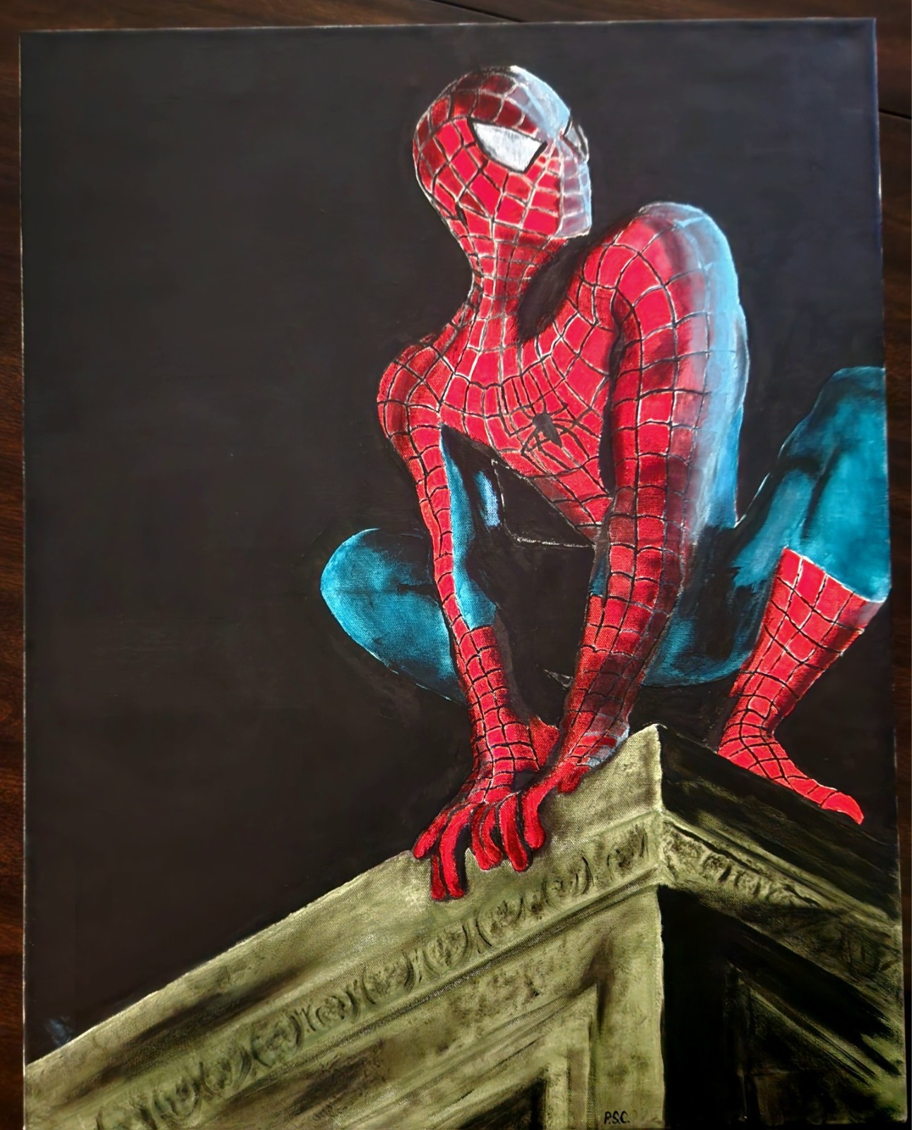 Spider-Man Original Art 22″ × 28″ Oil/ Acrylic painting by Patrick Coleman