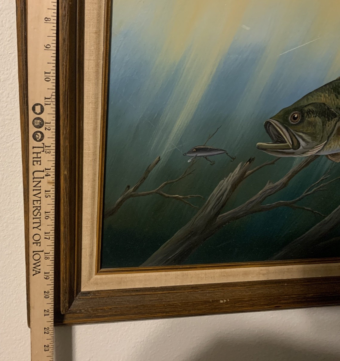 John S. Eberhardt Oil Painting Large Mouth Bass from 1982, Signed by the Artist