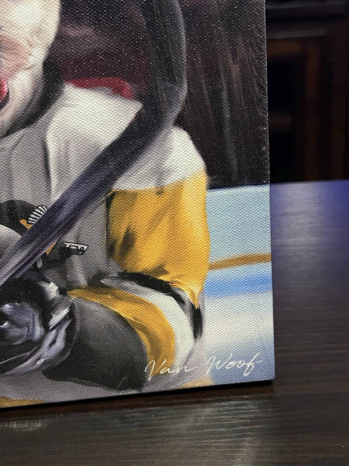 VanWoof Dog Hockey Player Canvas Art 10×8 Pittsburgh Hockey Pet Portrait Decor