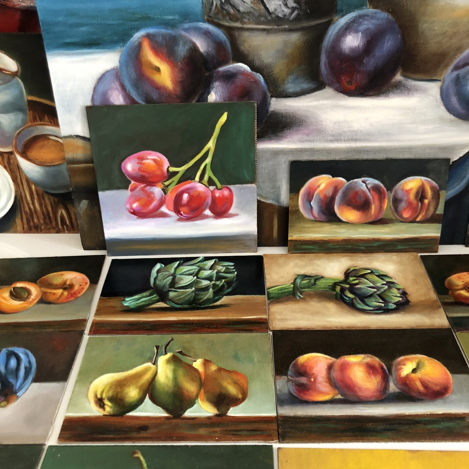 original oil paintingе, still life, Fine Art, bright painting, grapes
