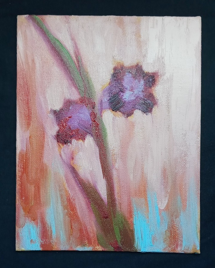 Original Oil Painting 7X9 Inches on Canvas Panel – Abstract Flowers – Signed
