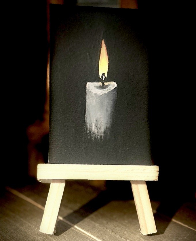 ACEO Original Mini Candle Painting By TTT Art Acrylic June Series