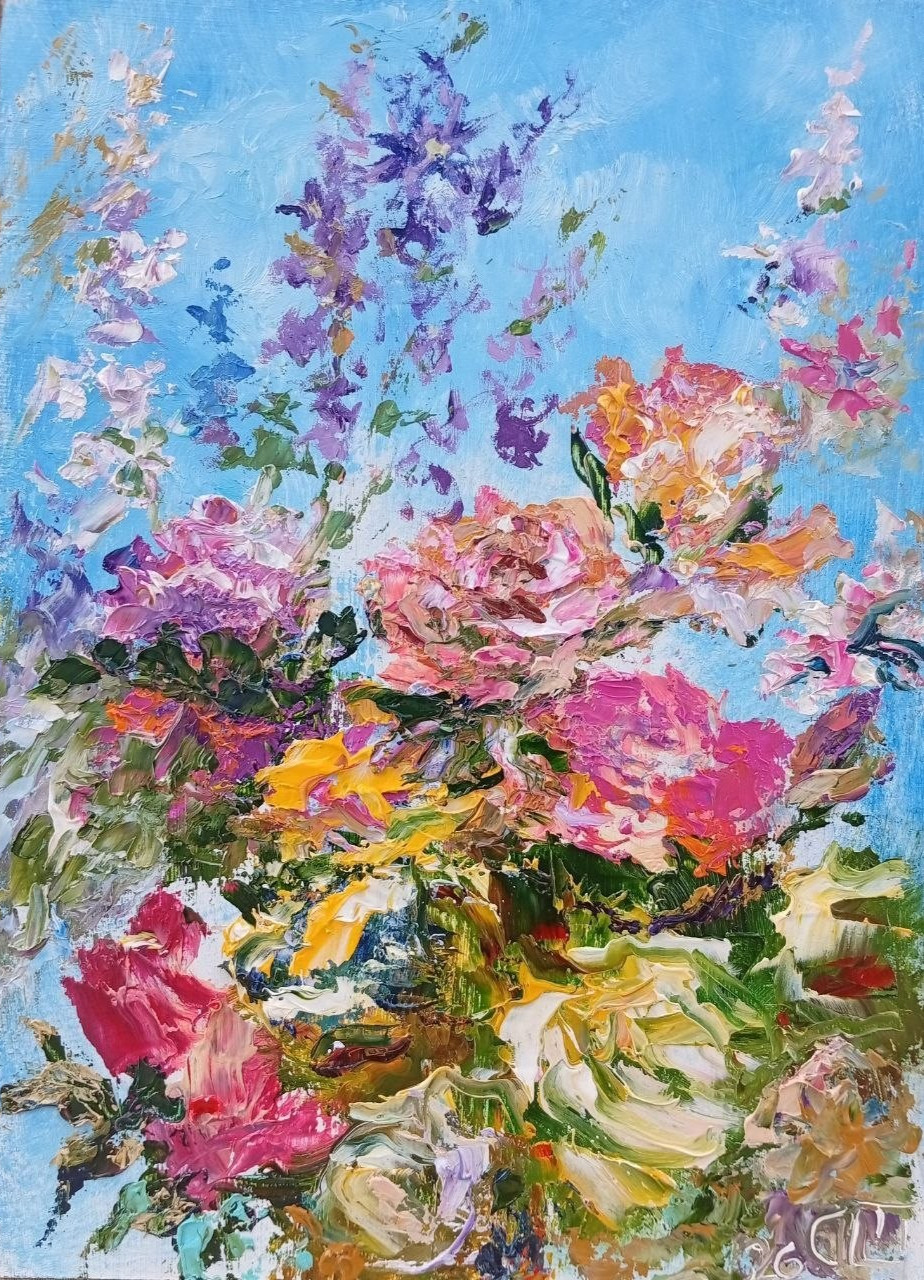 Painting «Summer Study». Oil on hardboard. 5×7 inc. Handmade. 2026. Unframed.