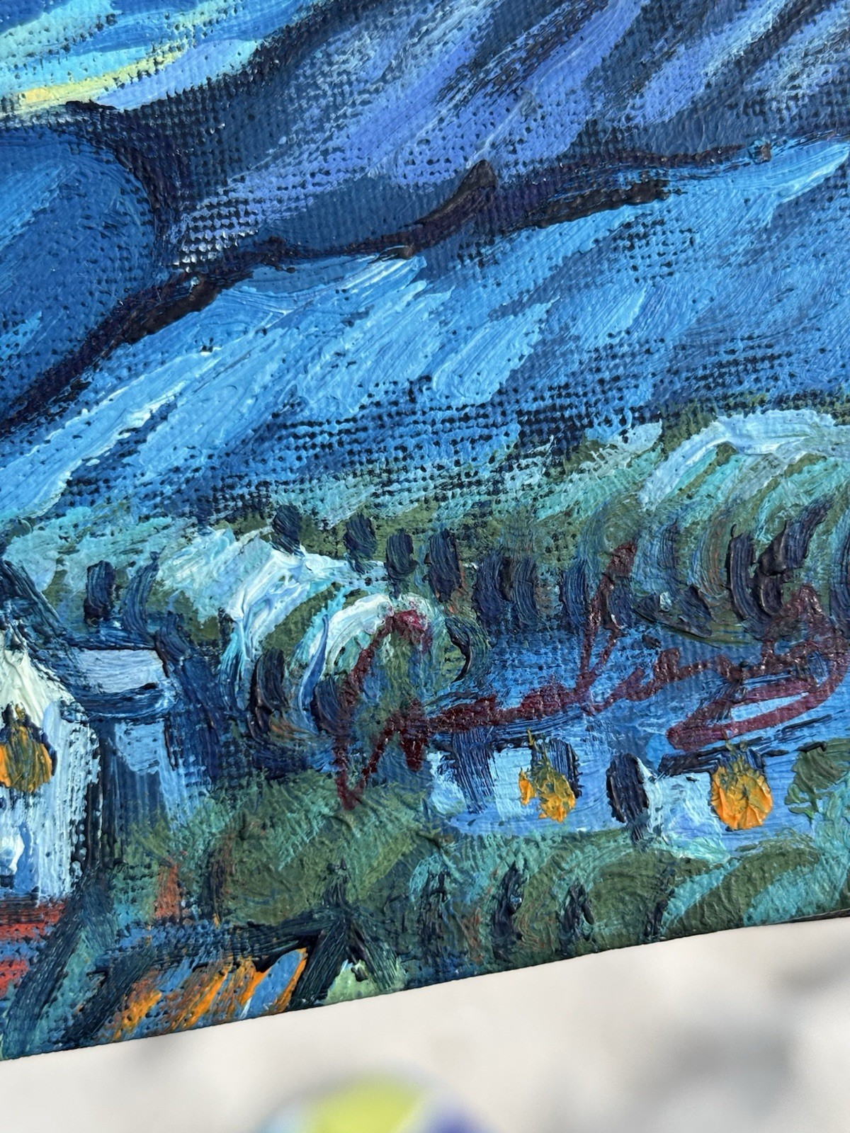Vincent Van Gogh Starry Night Hand Painted Oil Painting 8in x 10in