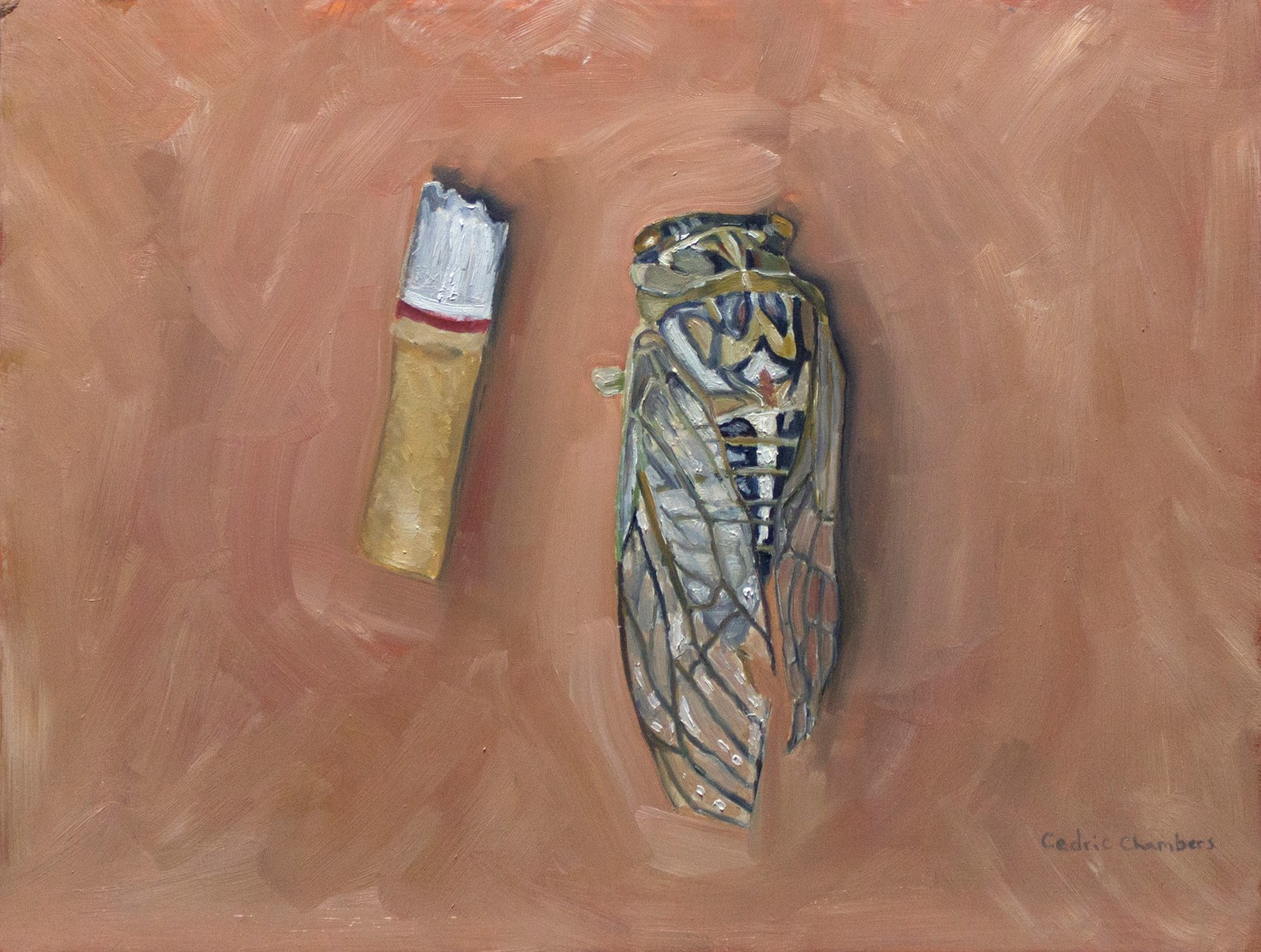 Original Oil Painting Plein Aire Modern Art, Framed Cicada Painting, 11×14″