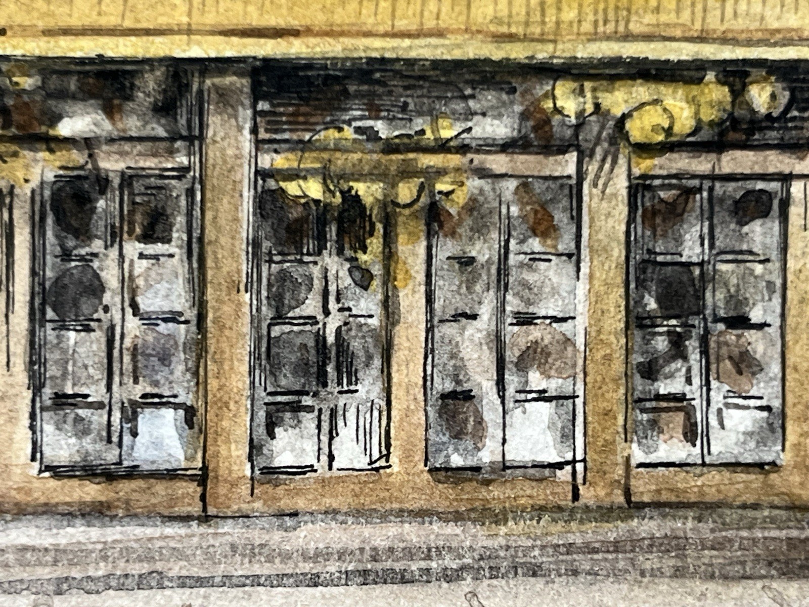 Vintage 70s New York City NYC Street Scene Painting Biltmore Theatre Broadway