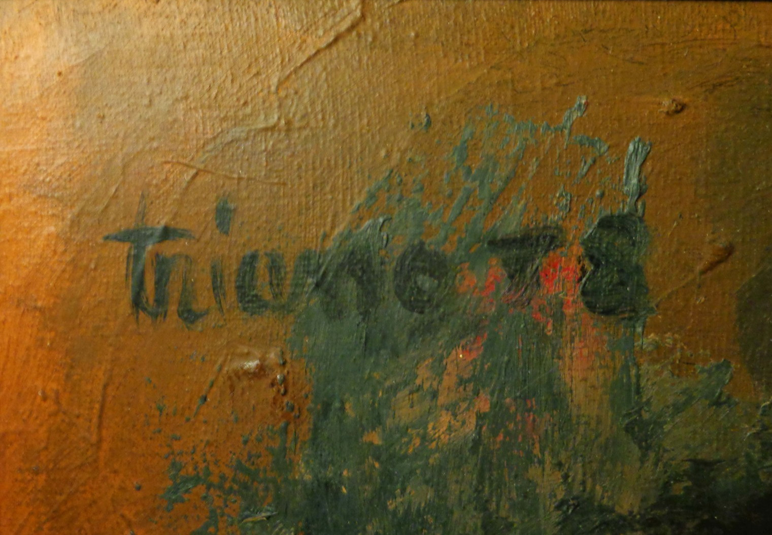 ANTHONY TRIANO (US 1928-1997) MID-CENT SGND HVY IMPASTO O/B CAN-CAN DANCER, FRMD