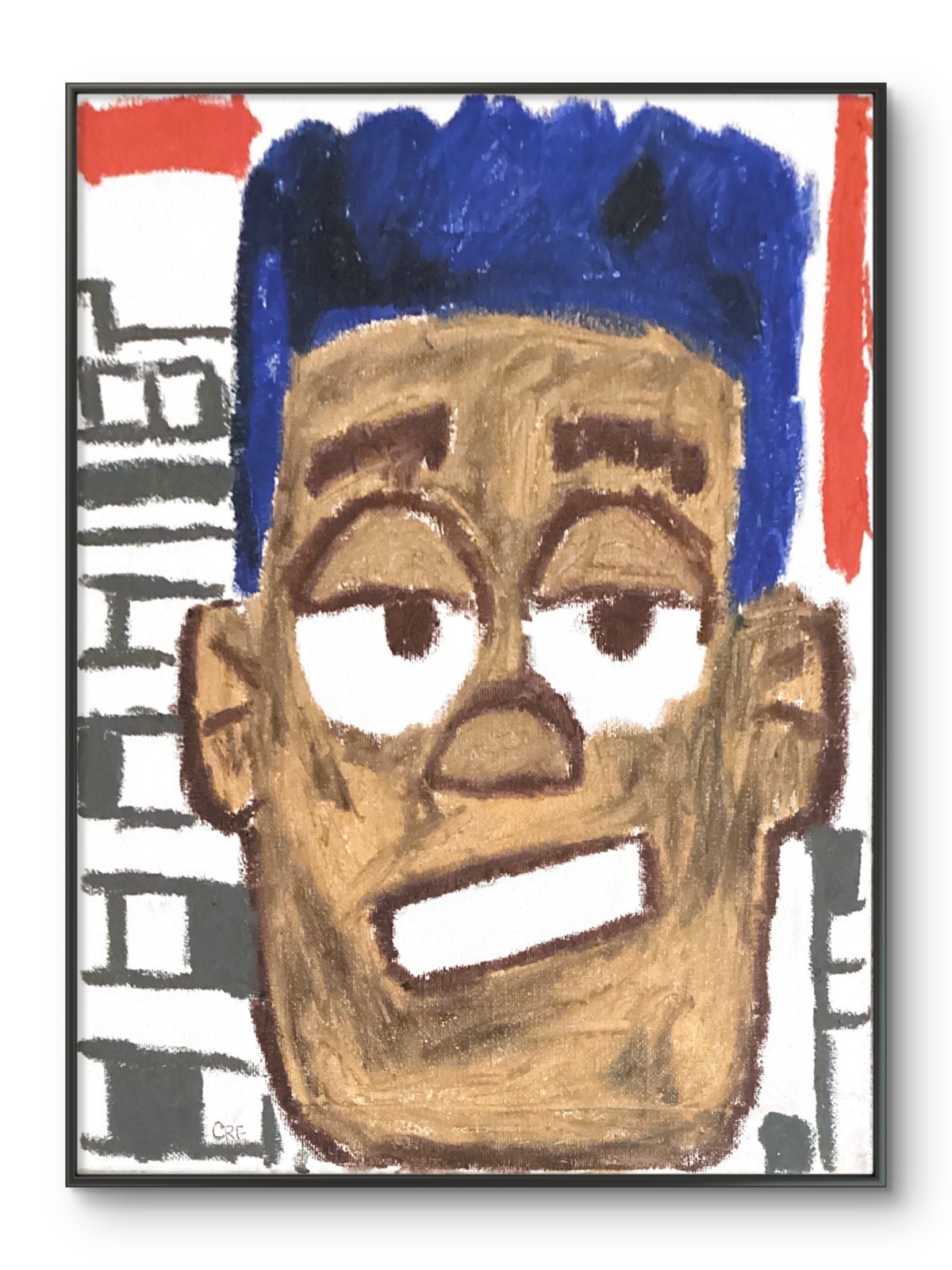 African Black Man Portrait Comics Cartoon Silly Original Art 11 by 14 Canvas