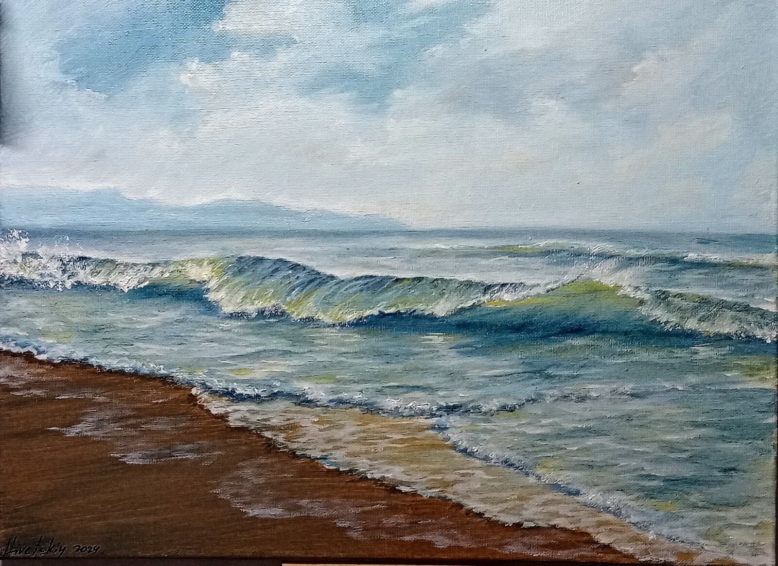 Art 12″/16″ Oil painting Ocean Waves, Seascape, Stretched Canvas, Landscape,