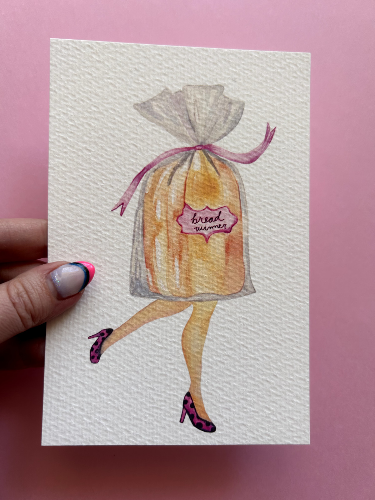 Tiny Art Print Sawyer Crane Leg Series 4×6 Breadwinner Bread Funny Feminist