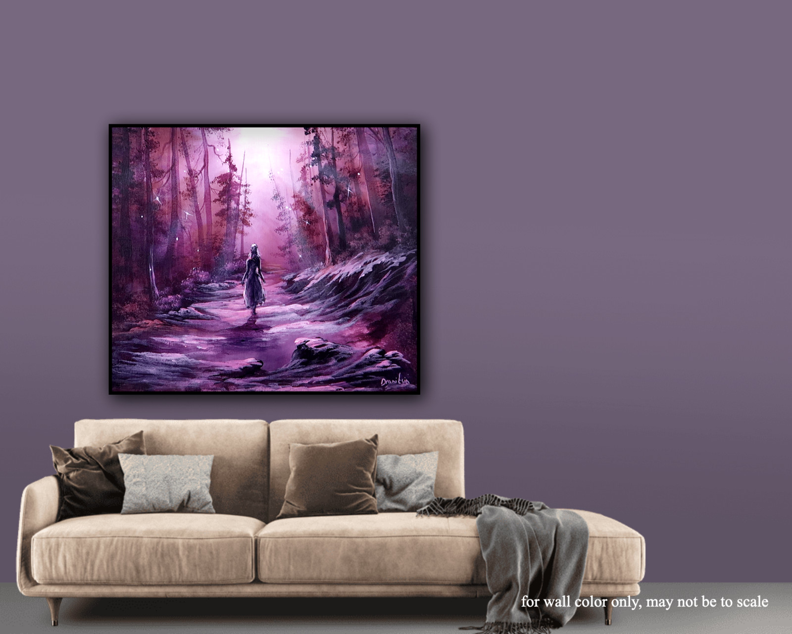 Original Acrylic Landscape Painting 12×14″ Guided by Moonlight Wall Art