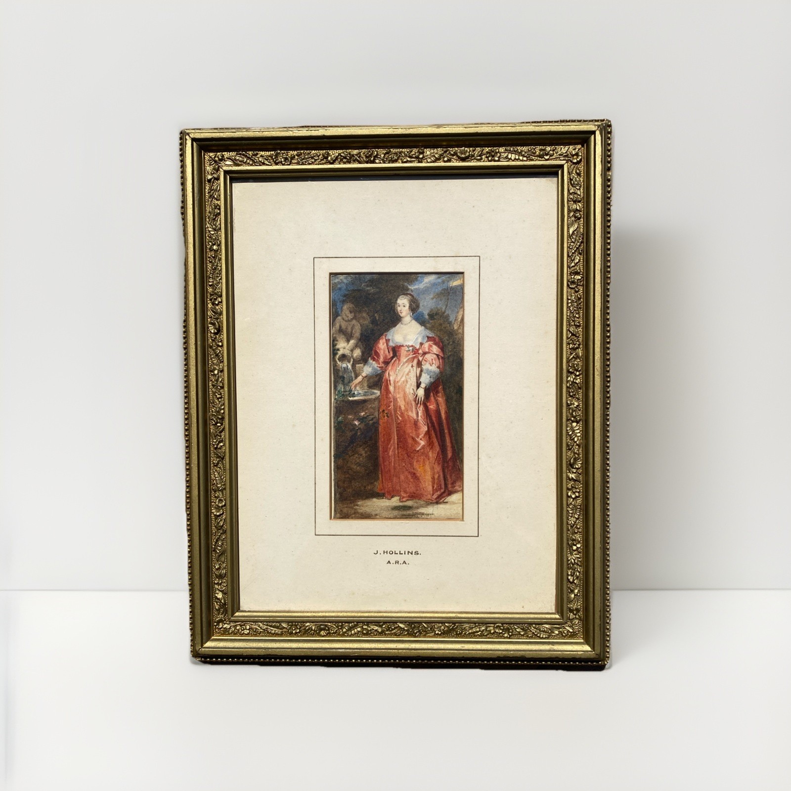 Antique Painting Of Unknown Lady Joan Carlile , By John Hollins