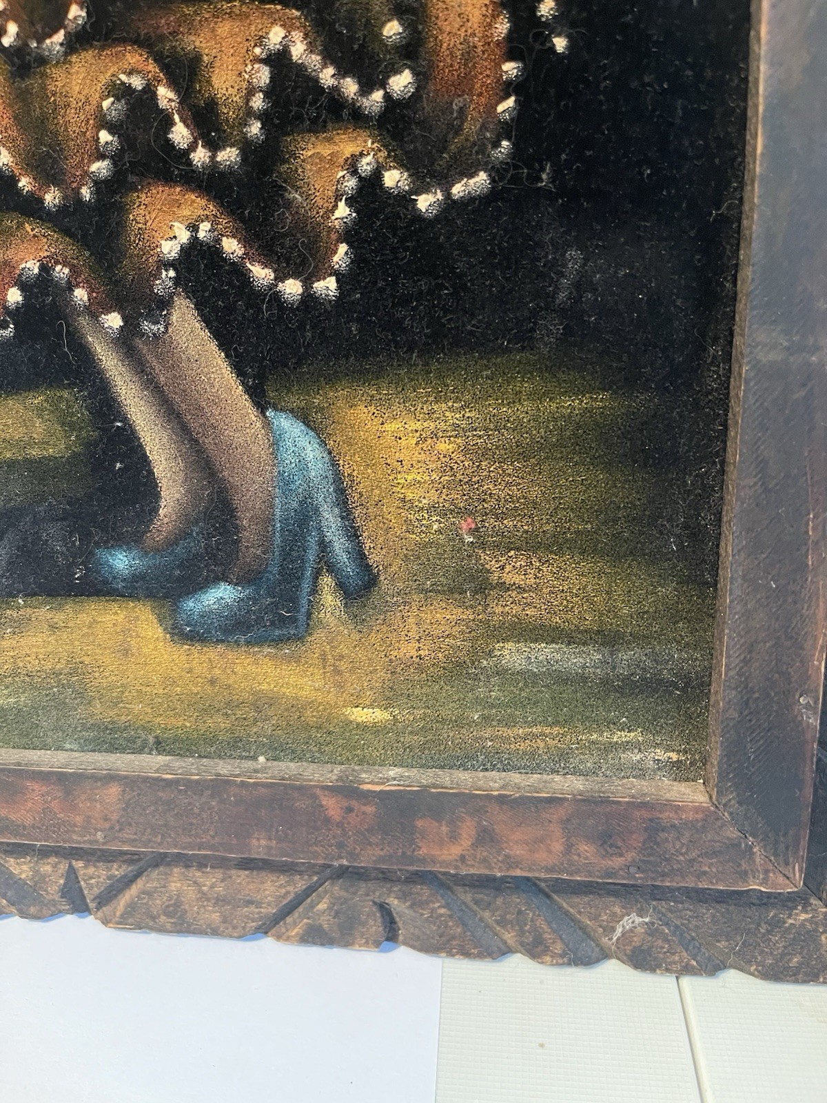 Vintage 70s Black Velvet Painting Art Spanish Women Dancing Flamenco 23 x 14 💃