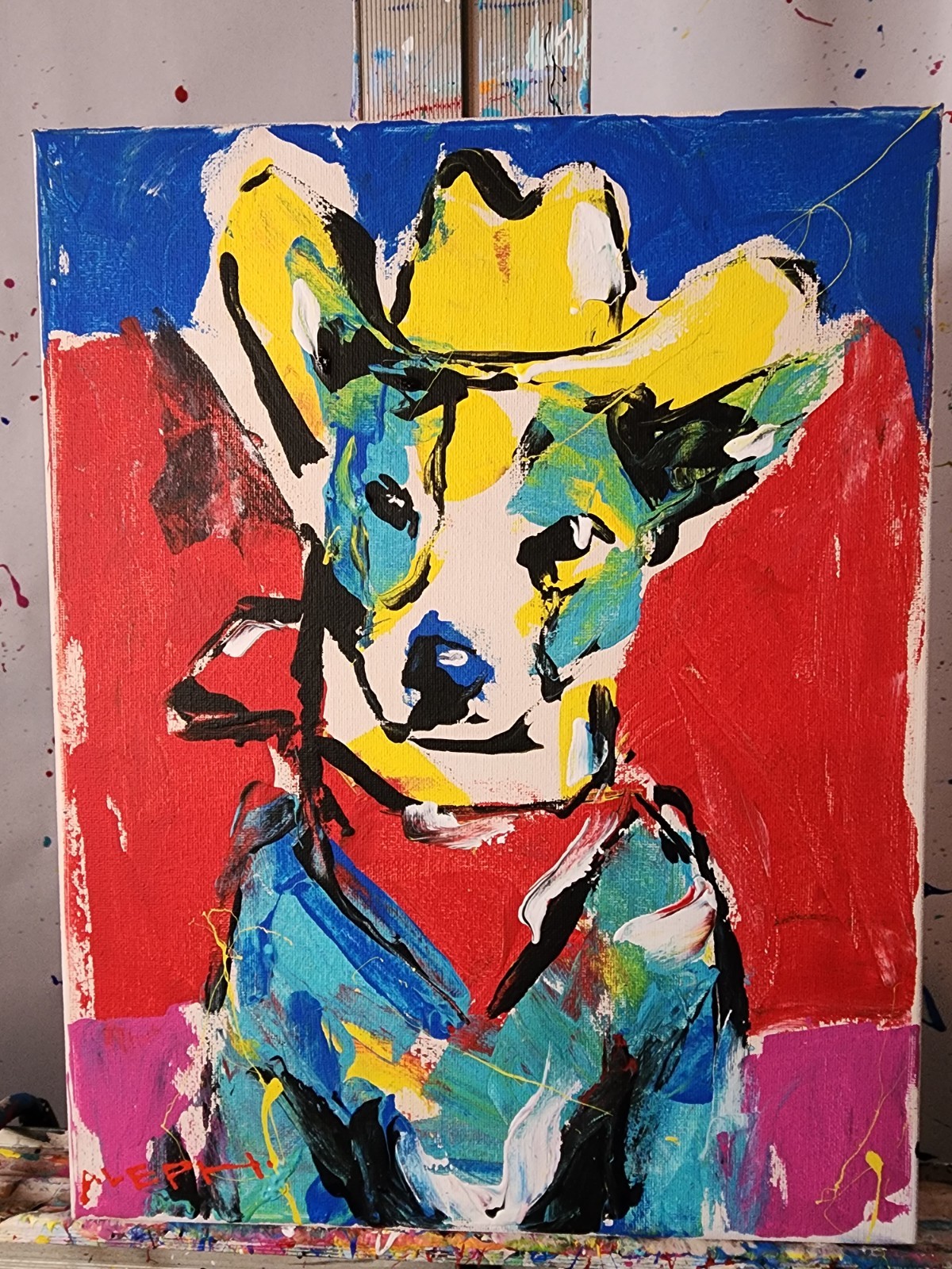 Aleph Original Impressionist Dog 11×14 Painting Animals Wall Art Canvas