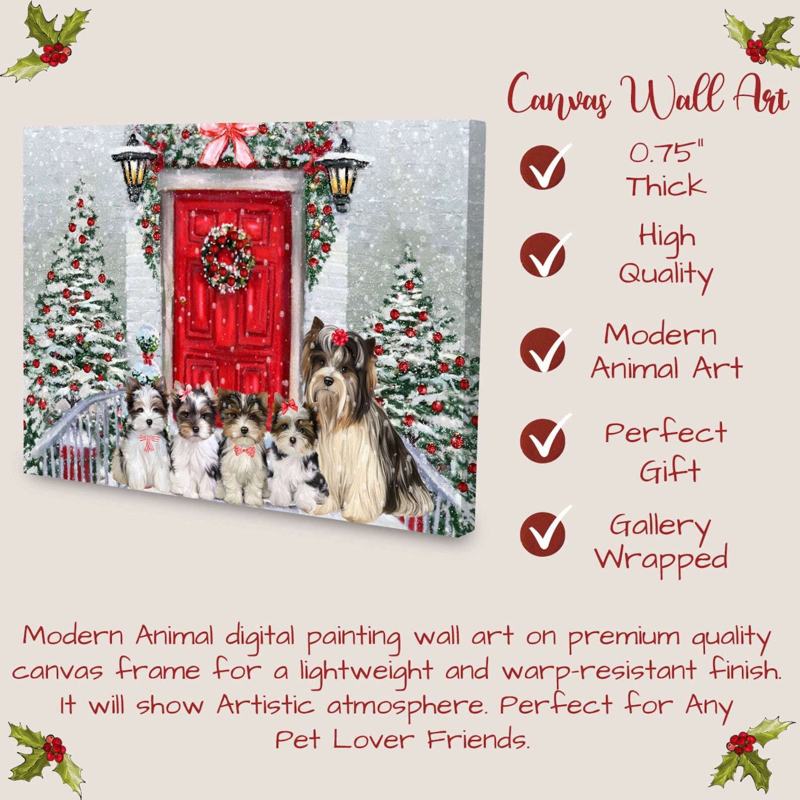 Biewer Dog Canvas .75″ Personalized Digital Painting NWT