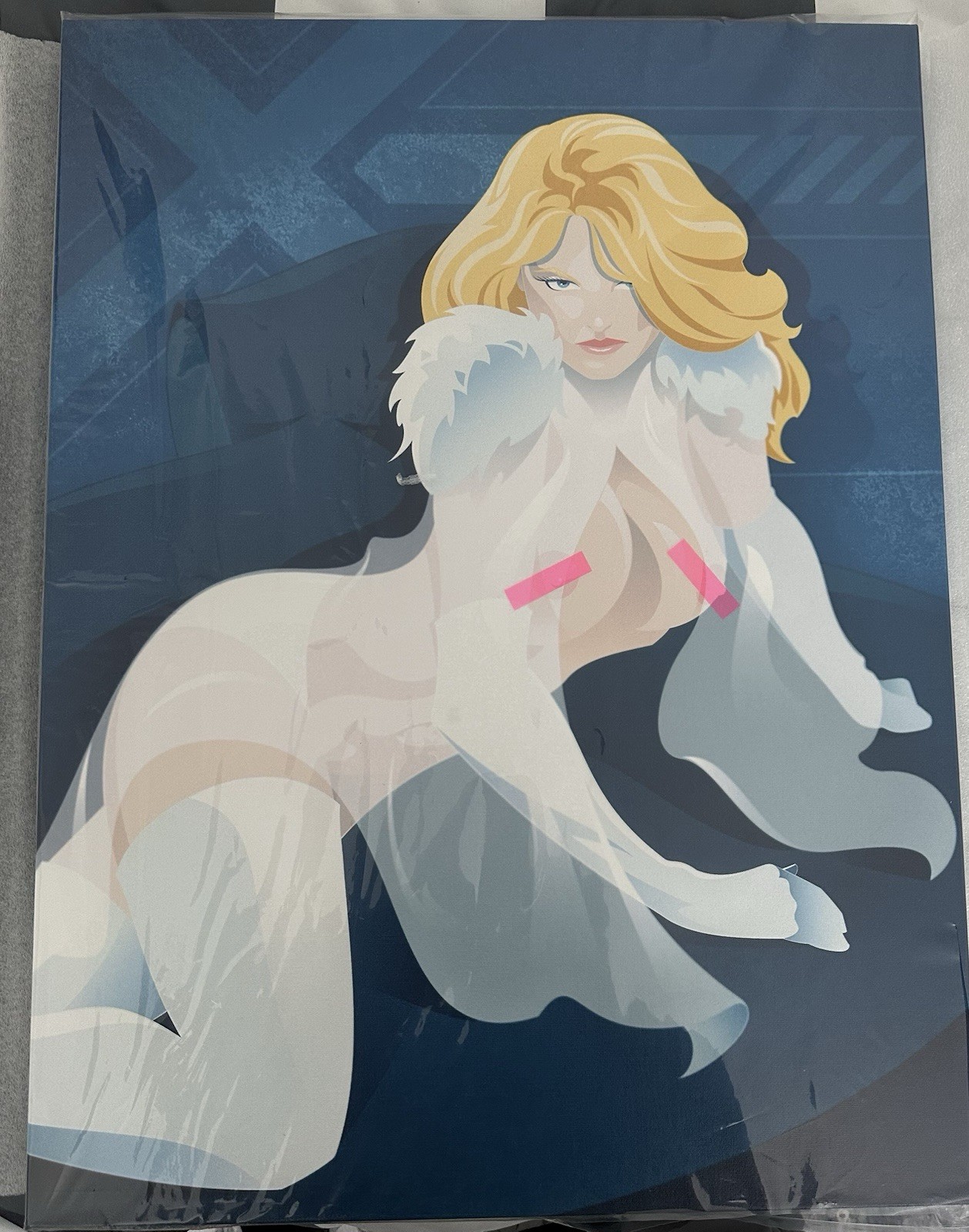 Ninjabot — Arnel Baluyot — Emma Frost Topless — Original Canvas Art