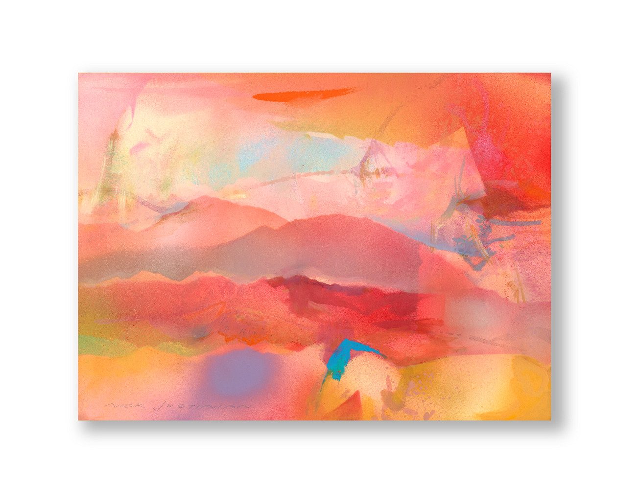 C1ntemporary Southwest Painting, TSW67, Mountains, Red, Turquoise, Horse