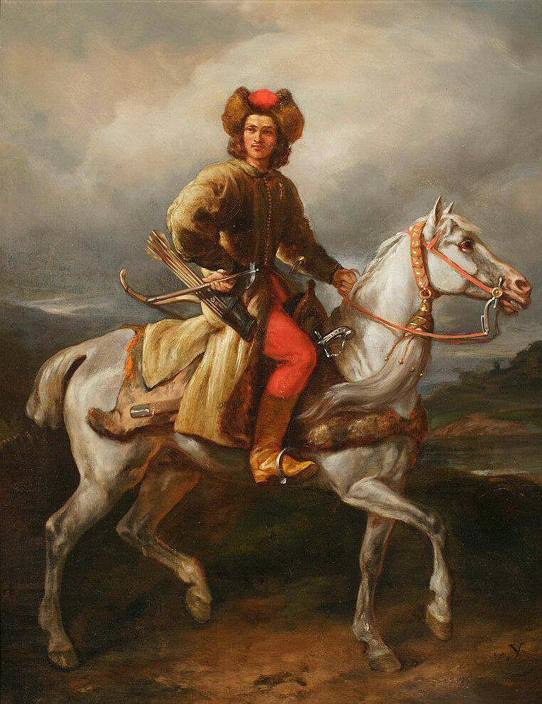 High-quality oil painting handpainted on canvas «a man riding on a horse