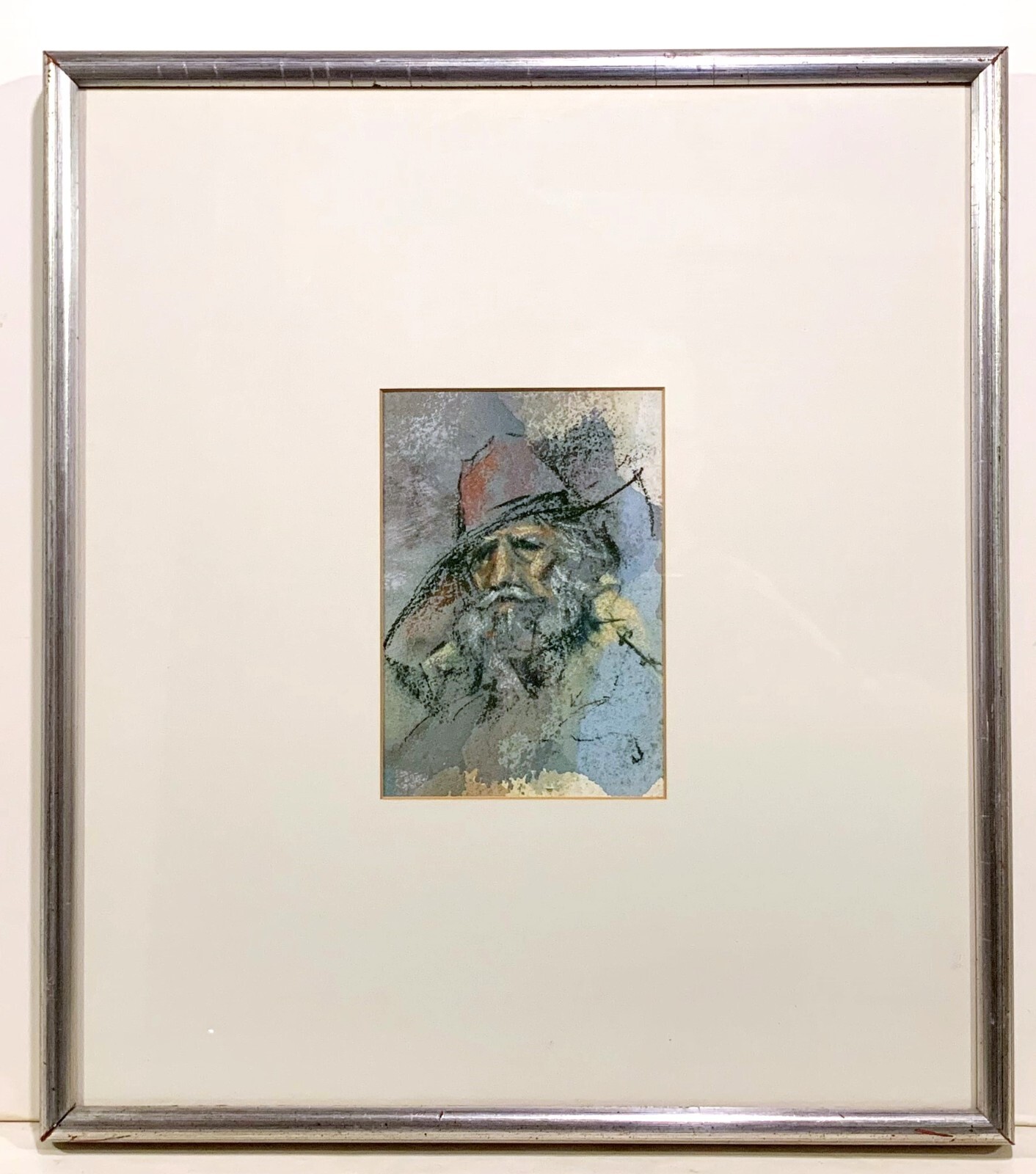 Unsigned 20th c. SMALL PORTRAIT PAINTING STUDY OF A BEARDED MAN