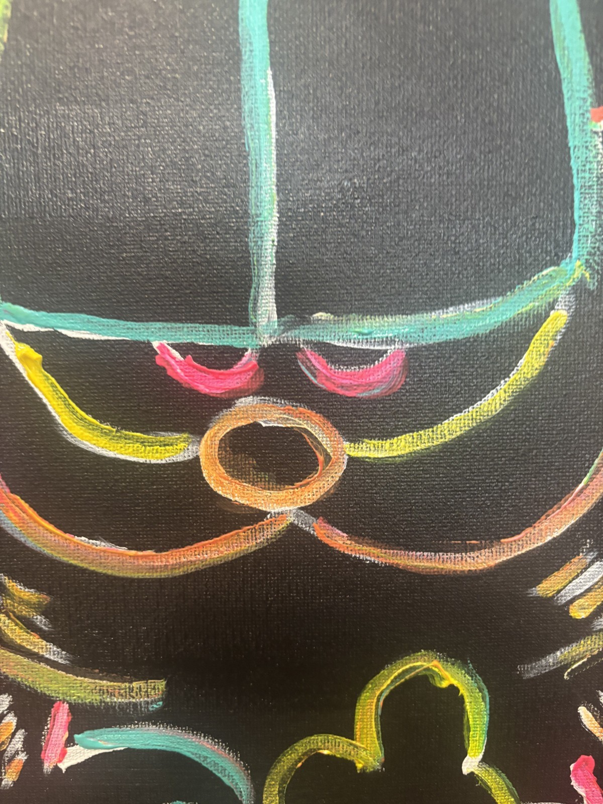 Neon Cartoon Character: Original Acrylic Painting, 11×14, Home Office Decor