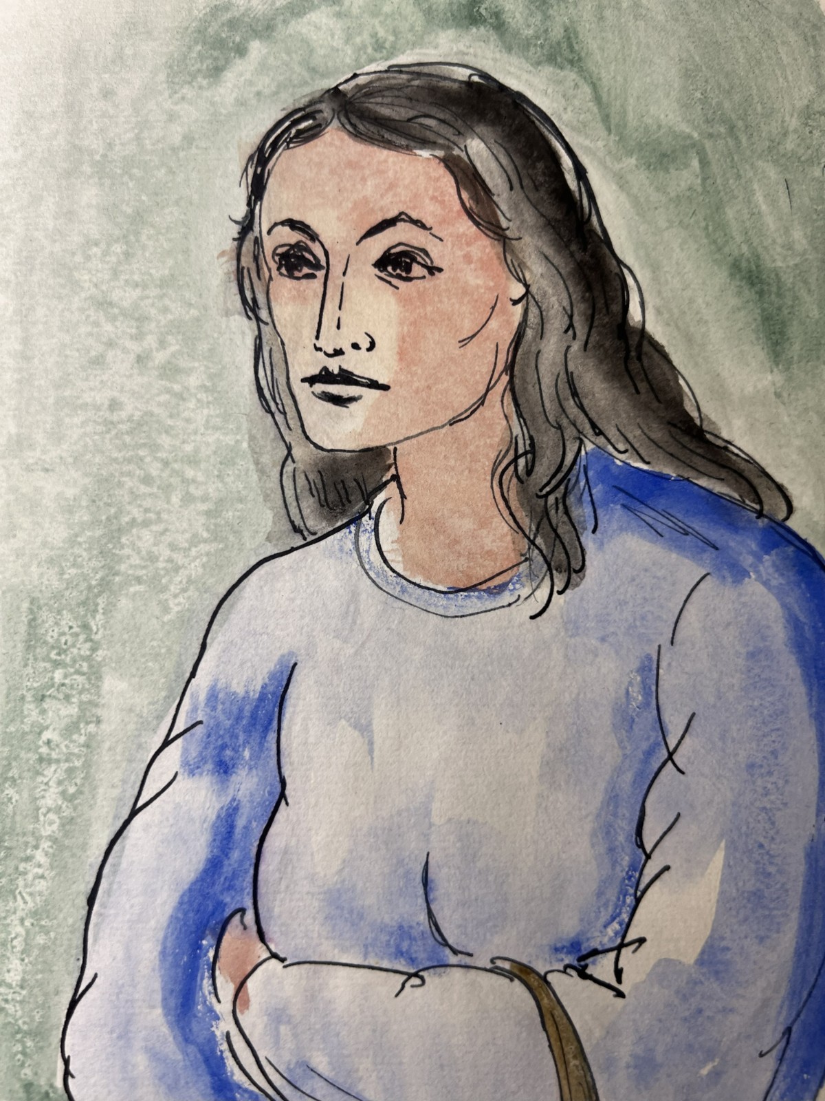 Raphael Soyer–Female Figure–Original Mixed Media– NYC Social Realist