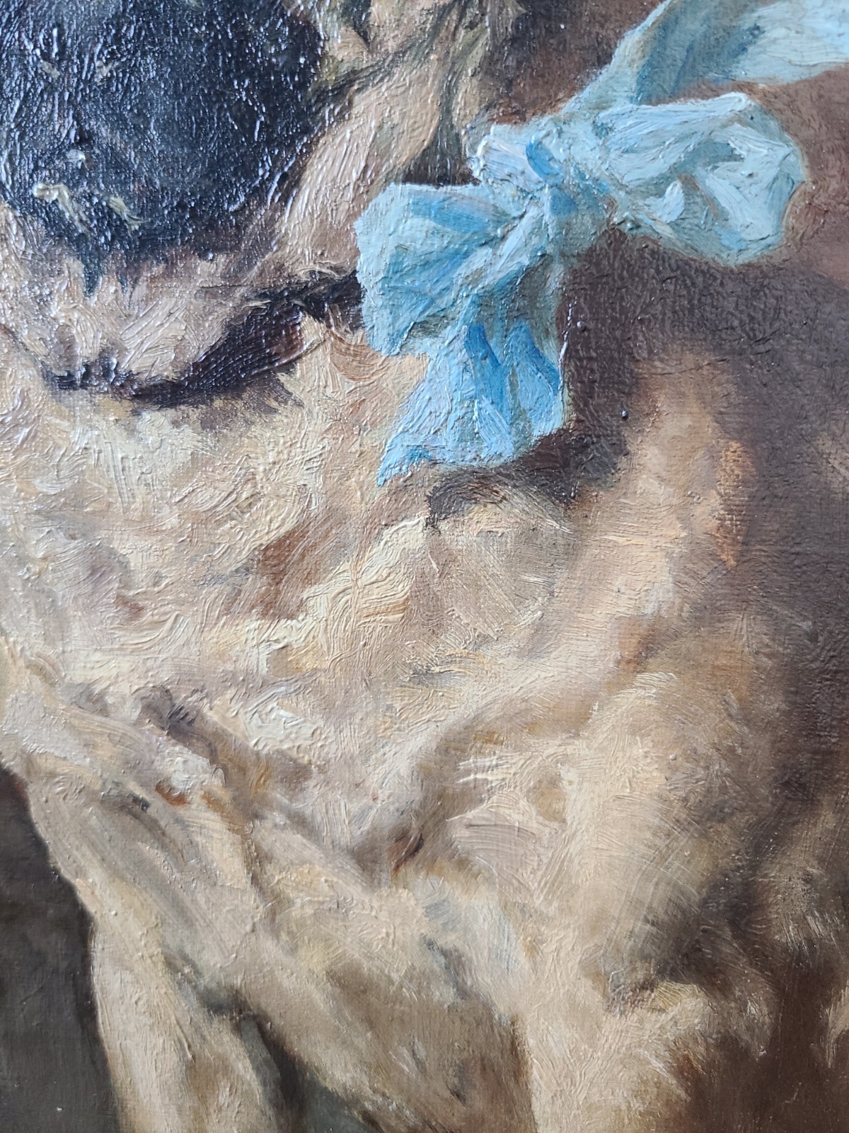 Moody Antique Dog Oil Painting Portrait of a Pug Early 1900’s English School