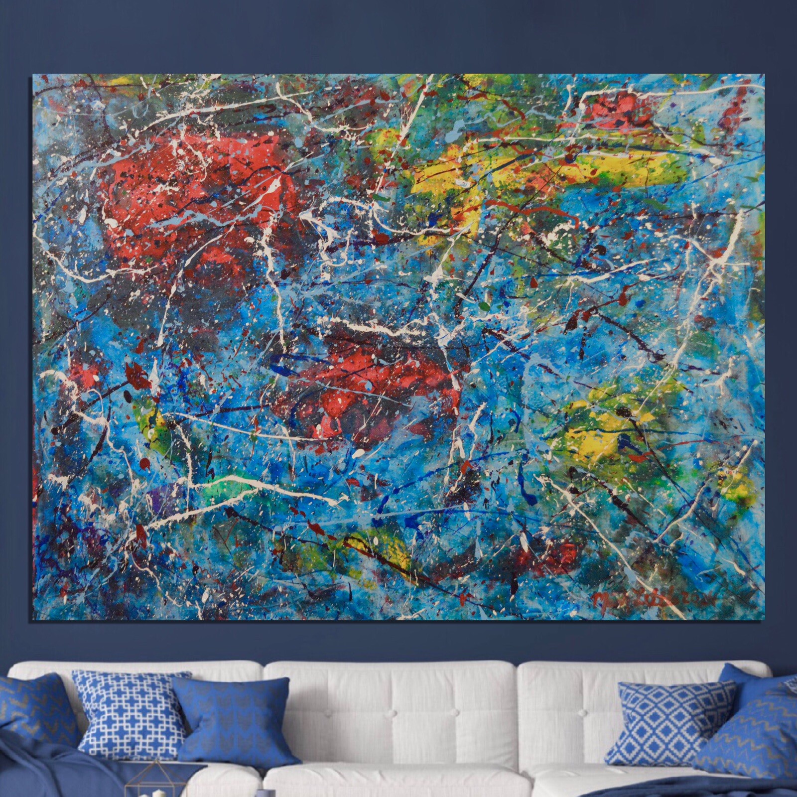 Pollock/Richter style￼ Professional Painting 81” X 62”(6ft 9in)Abstract Modern
