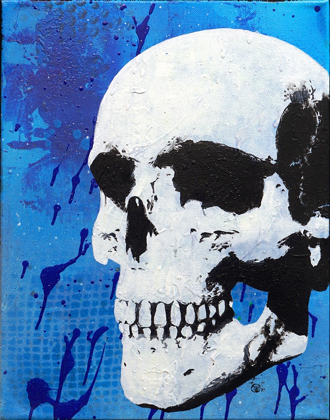 Original Skull Painting – POP ART – With UV Blacklight Bulb – 11×14 (set of 3)