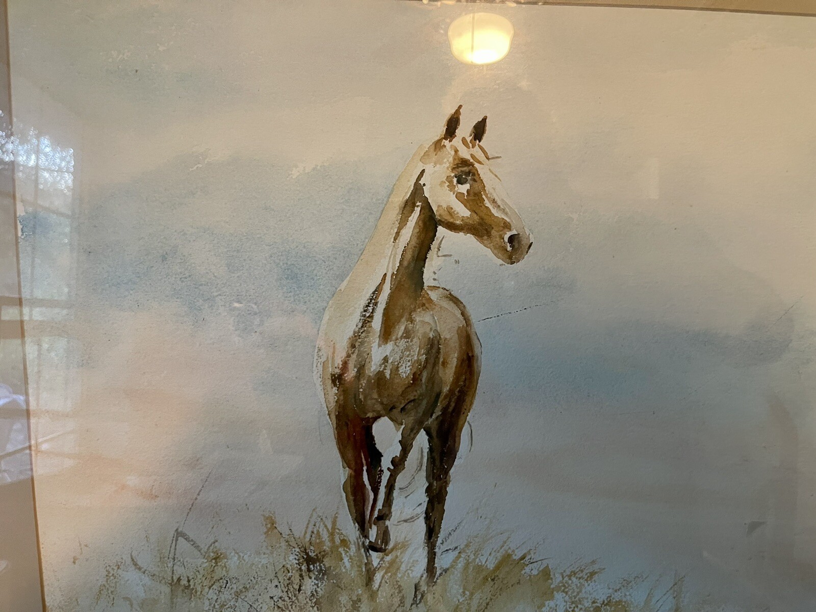 Original Maggie Guinn Watercolor Painting Horse 27X20 In. Framed And Matted