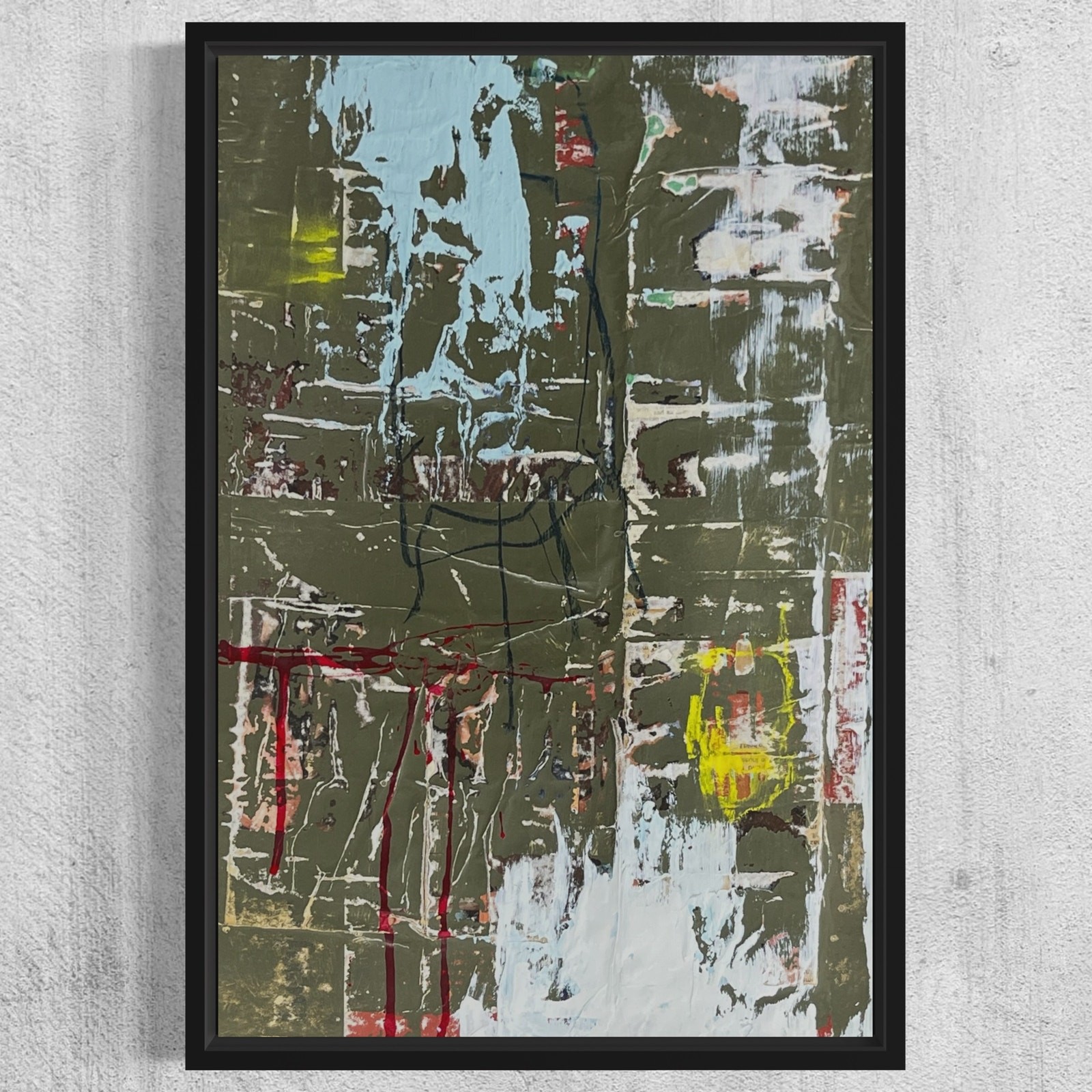 Original Framed Mixed Media Modern Art Collage Painting 12×18 «Burlap»