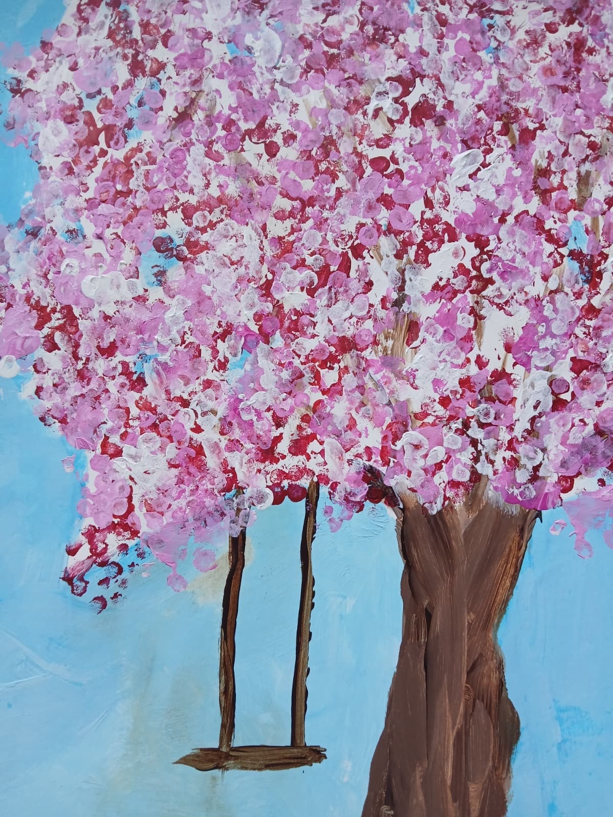 Abstract/Impressionism 9 x 12 Cherry TreeHandmade Colorful Art Painting