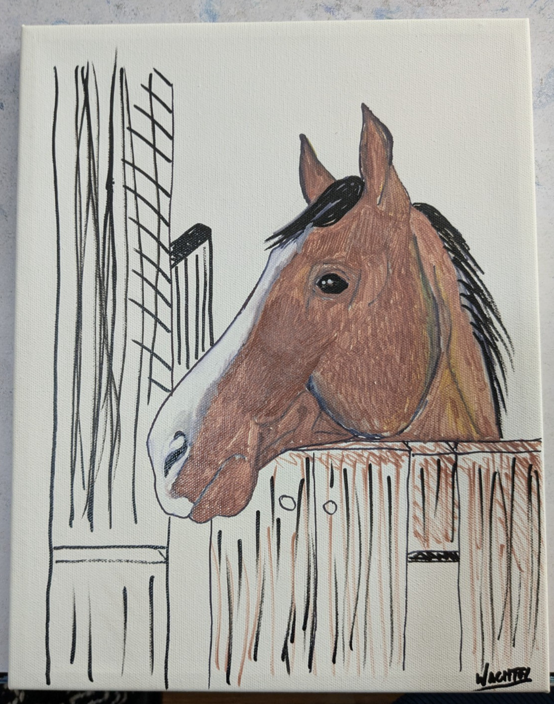 Horse Painting 11×14 Expressionist Canvas Farmhouse Barn Original Decor Wachtel