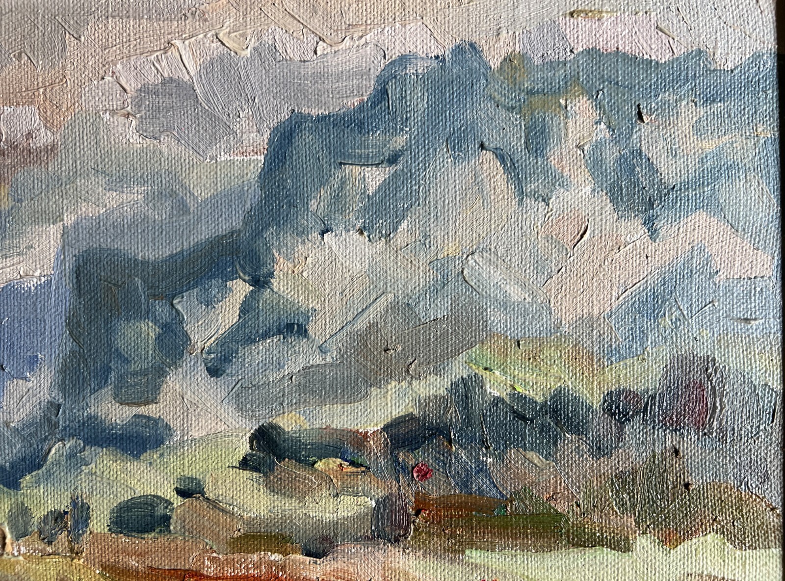 Oil painting Alps Ukrainian painter Canvas Framed original decor landscape art