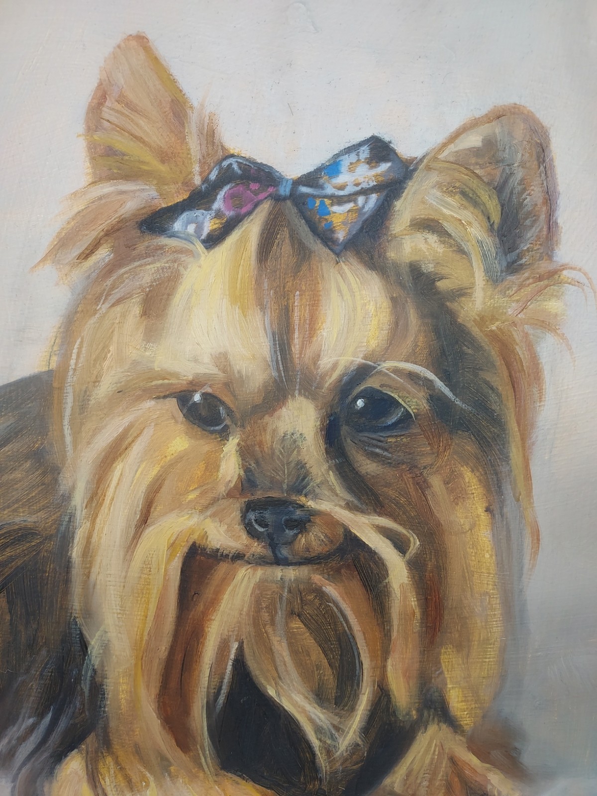Hand Painted Custom Yorkshire Terrier Pet Portrait Painting Dog Wood Framed