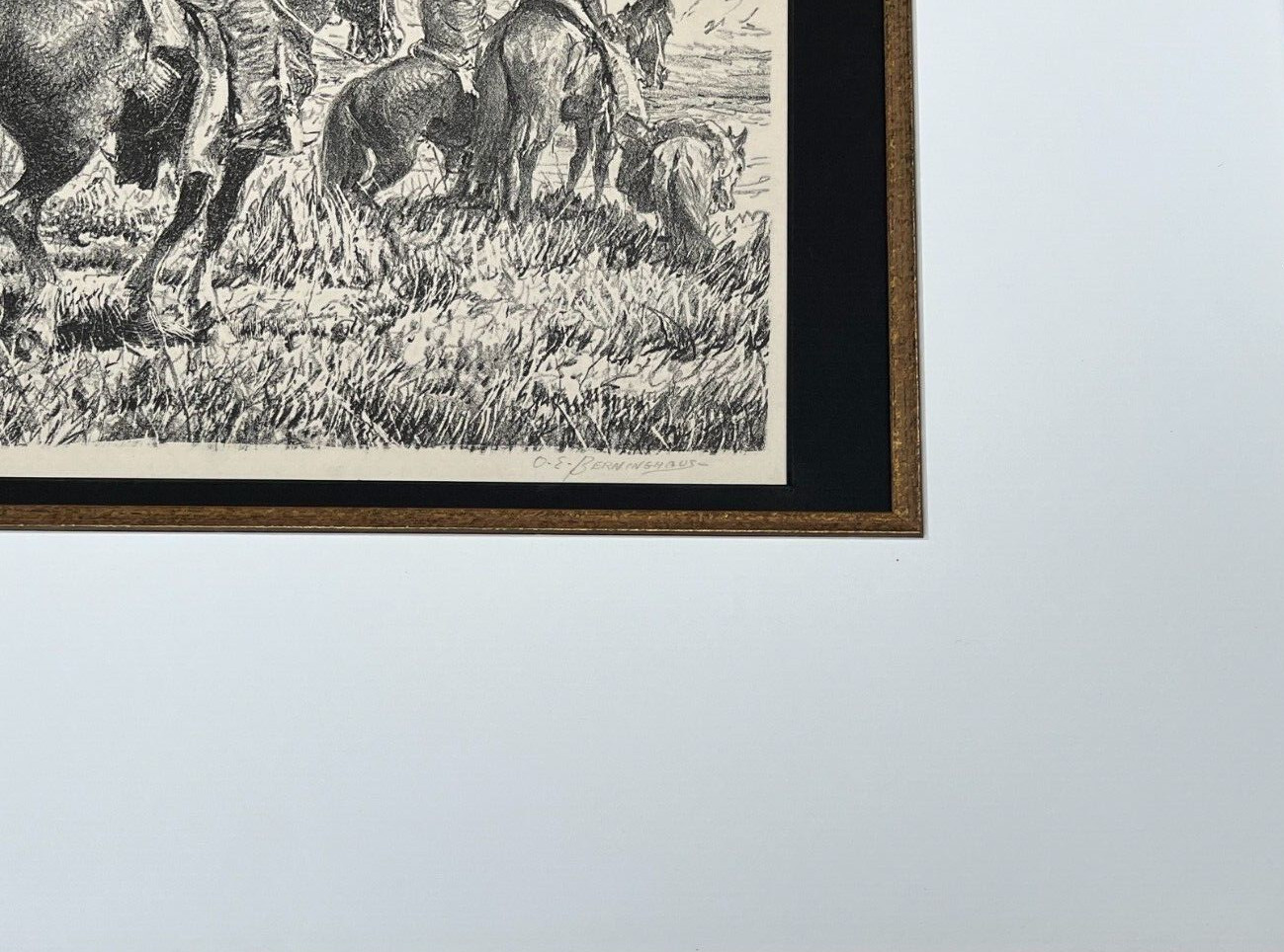 RARE Oscar Edmund Berninghaus Desert Taos Monotype Litho. on board Pencil Signed