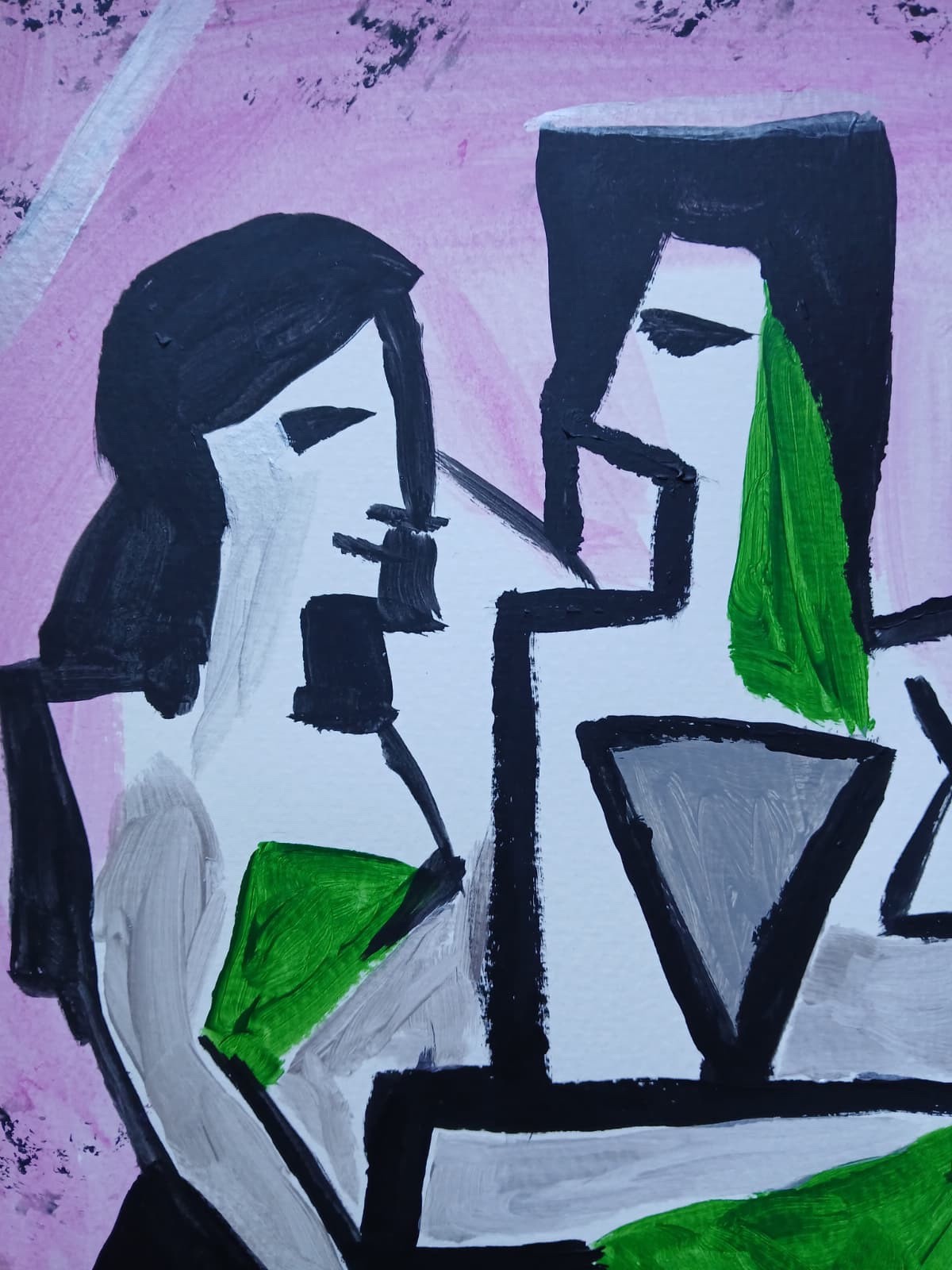 EXPRESSIONISM ABSTRACT 11×14 Three Women Modern Street ART Colorful Painting