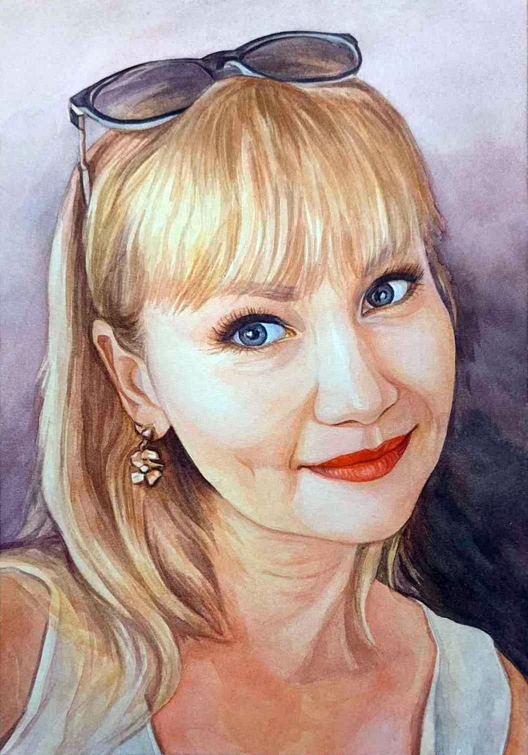 Custom Watercolor Painting from Photo Family Couple Pet Memorial Portrait