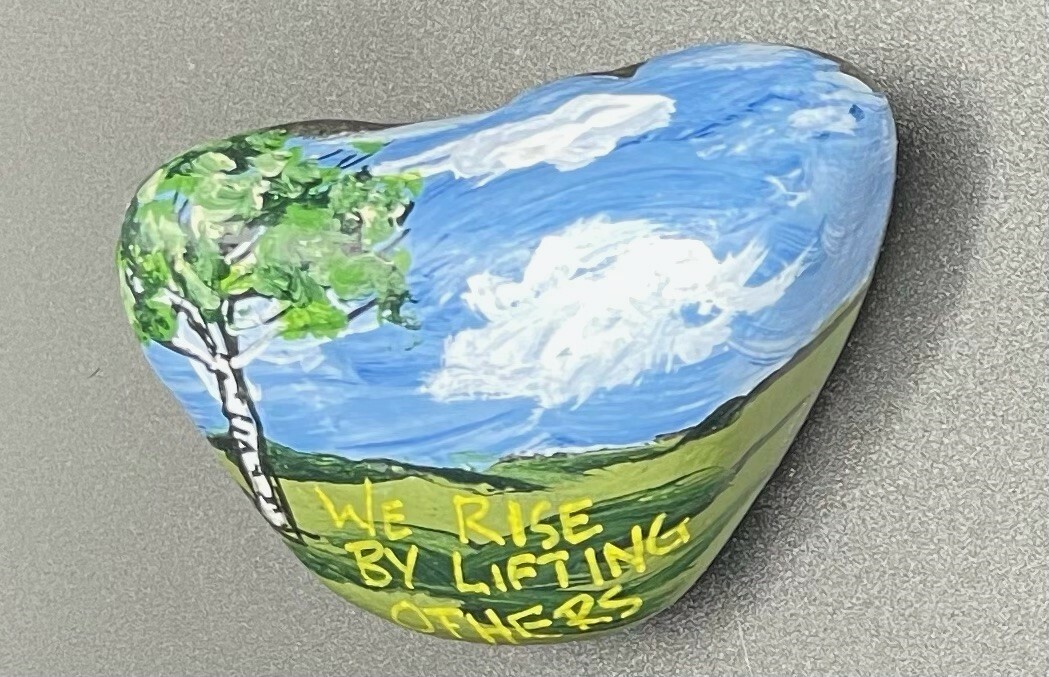 HAND PAINTED RIVER STONE ART » Nature w Saying» by Yellow Paw Collectible Rocks