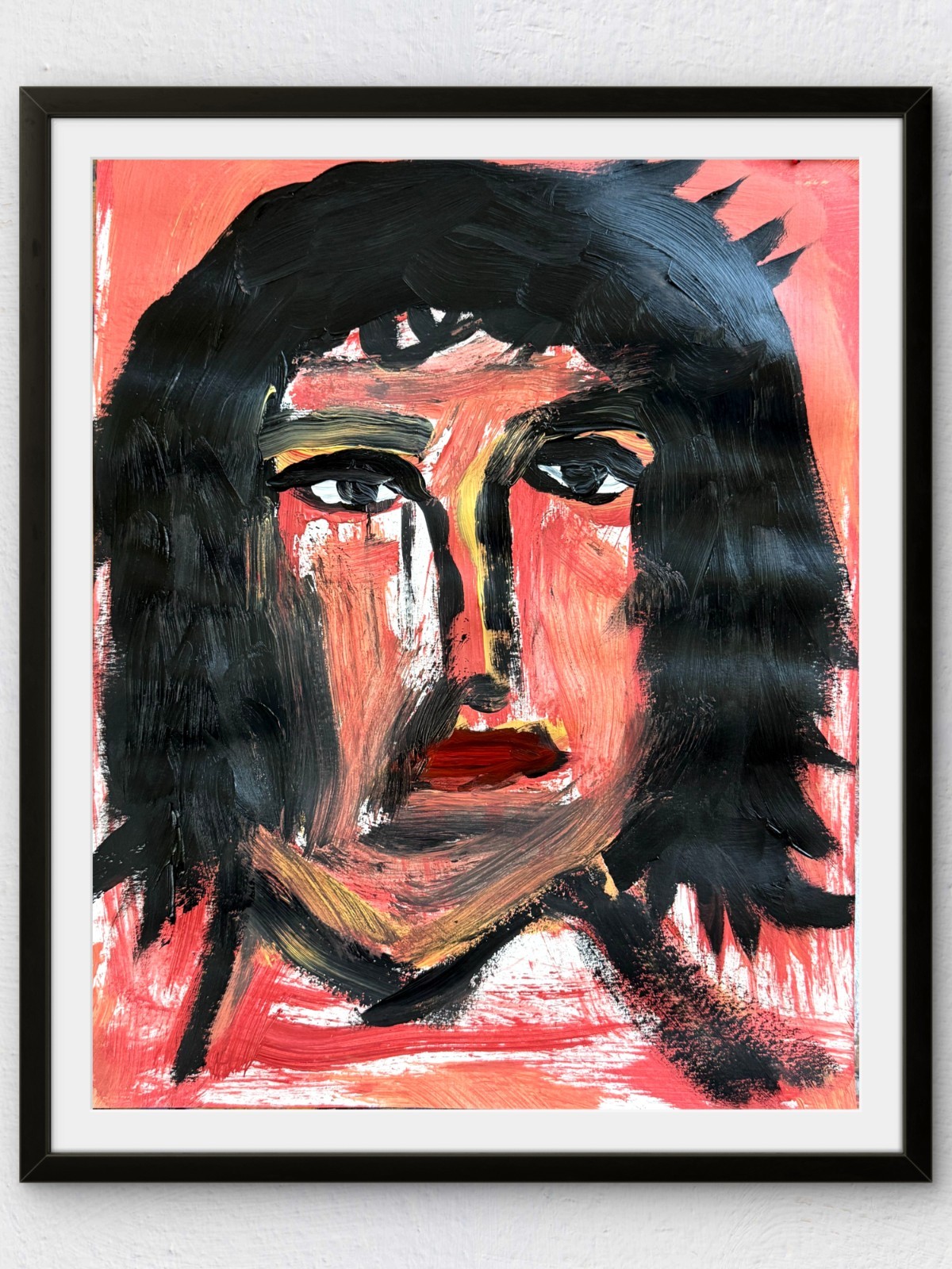 Original 11×14 Expressionist Hand Painted Signed Acrylic Paper Art Singer; 1973