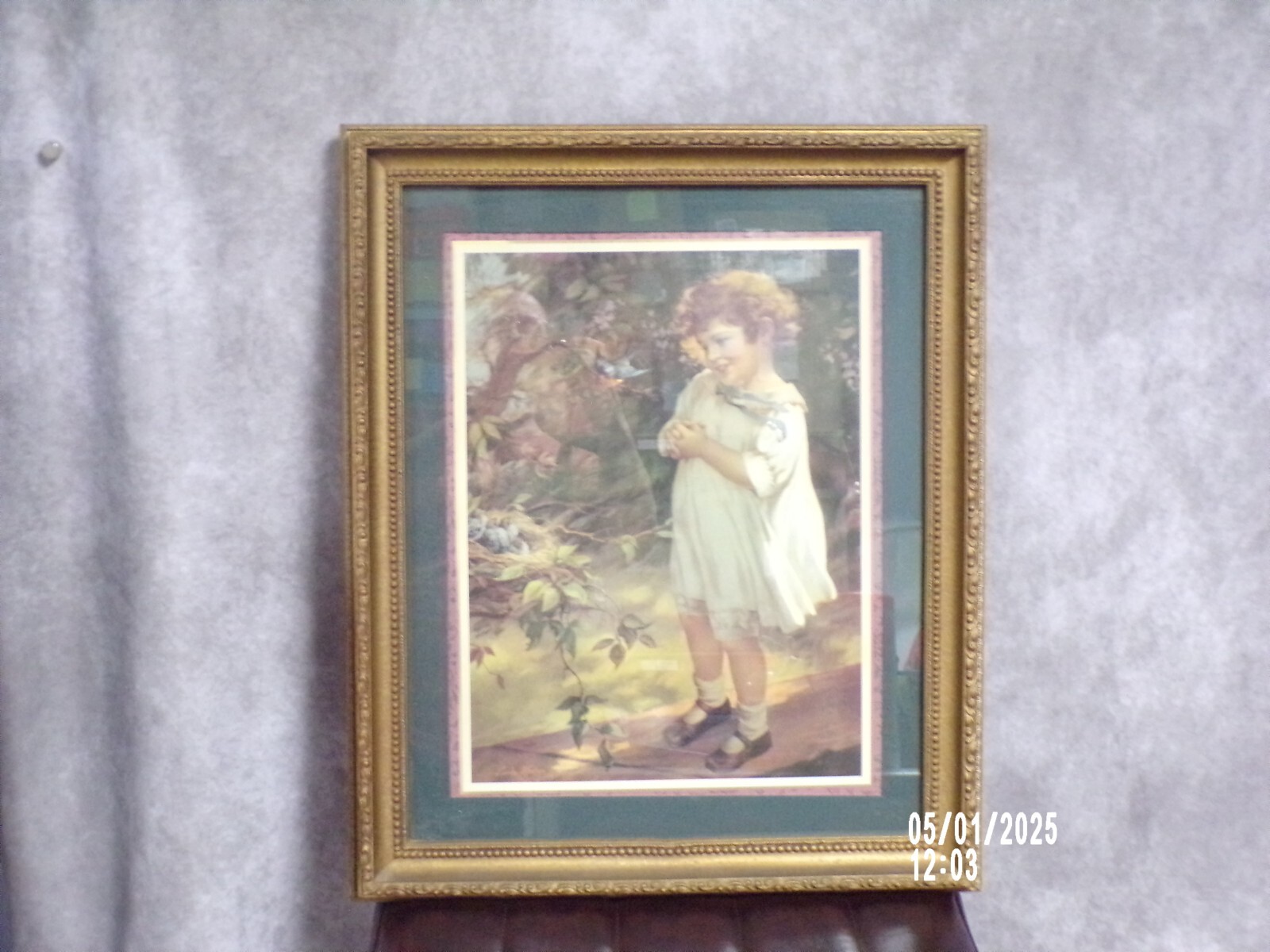 » The Bird Girl» Series by Zula Kenyon Vintage Framed For home Interiors.