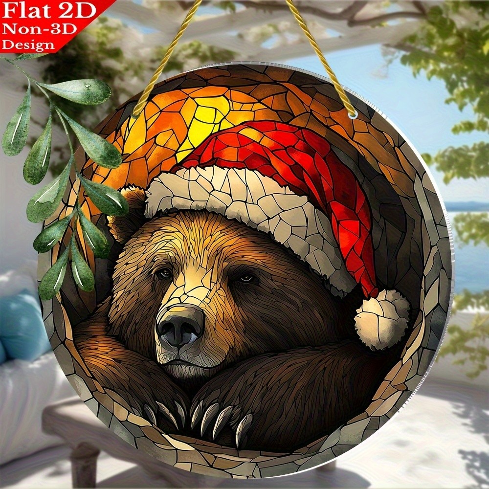 8″ Bohemian Bear Acrylic Light Catcher, Vibrant Border Decor