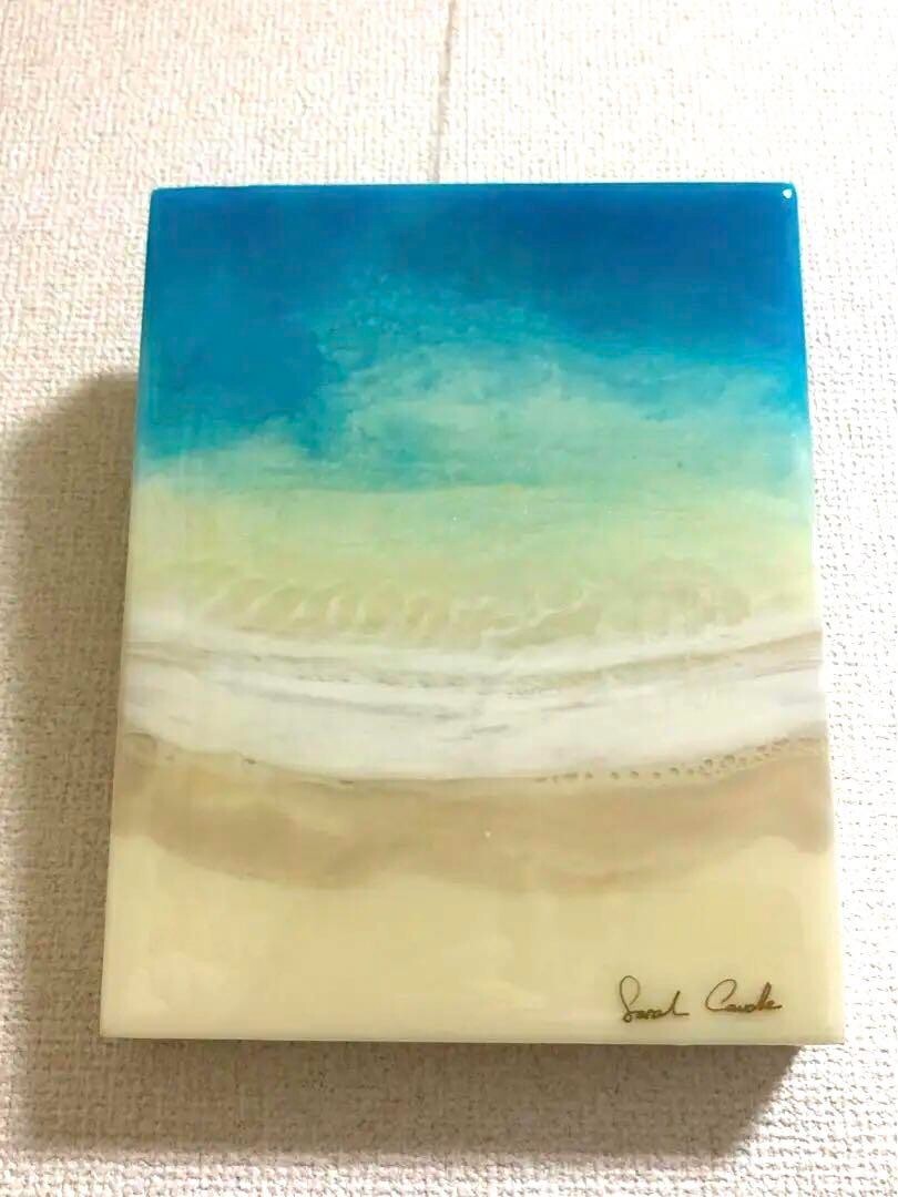 Sarah Caudle Original Painting Resin on wood «These days 3» signature 8×10in