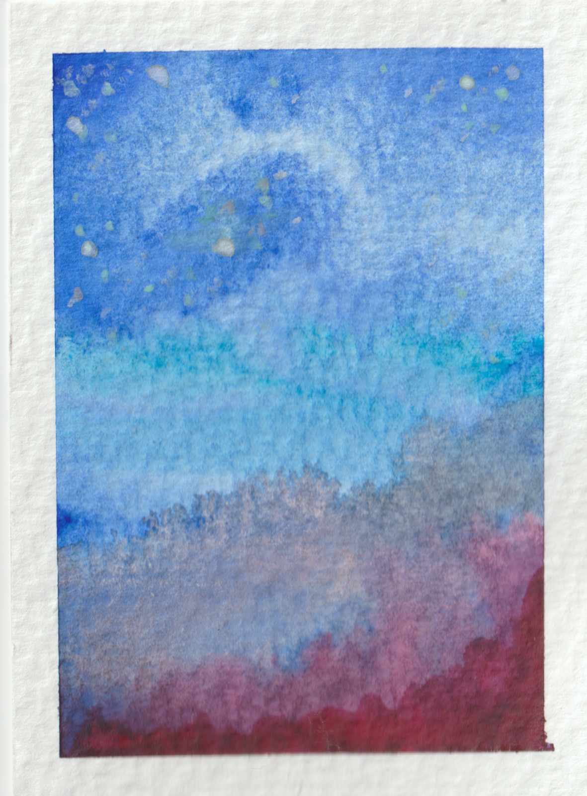 ACEO 2.5 in x 3.5 in Original Watercolor Painting Dreamy Day Night Sky
