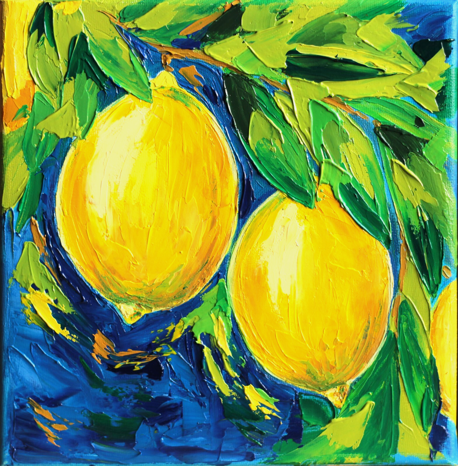 Original Oil Canvas Painting «Lemon Serenade of Sicily» Art by Ukrainian Artist
